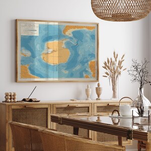 Mapa batimétrico de la Antártida 1930/ Decoración de pared de mapa antiguo/ Arte de pared de mapa vintage/ Impresión de póster/ Impresión de arte enmarcado/ Mapa de impresión de lienzo