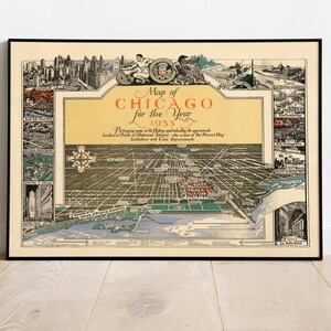 Map of Chicago 1933| Chicago Map Print Wall Art| Vintage Map Poster for Wall Decor| Canvas Print| USA Maps Wall Print