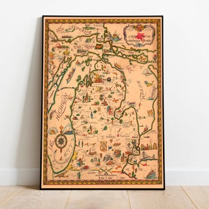 Landkarte von Chicago | Landkarte von Chicago | Drucke auf Leinwand | Alte Karten Poster Wanddeko| Pull Down Map