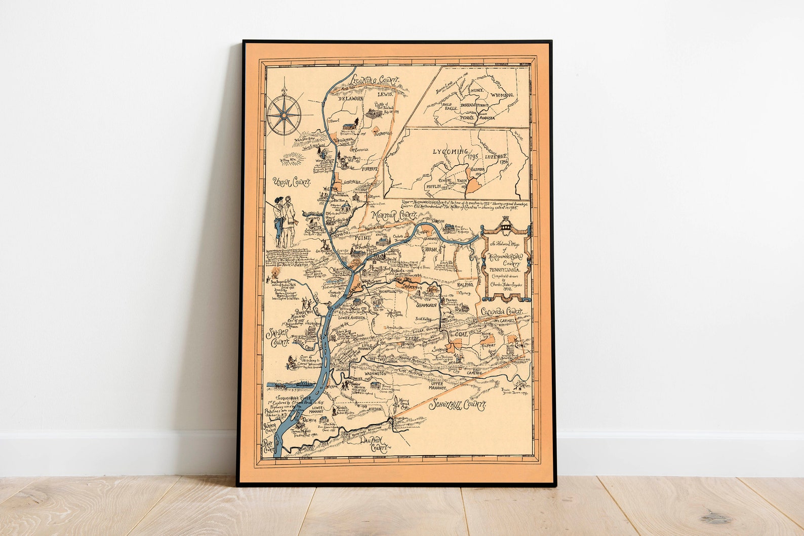 Historical Map of Northumberland County Pennsylvania Map Etsy