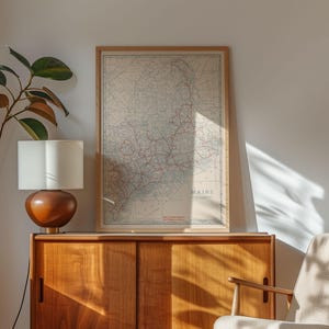Kaart van de wegen van Maine 1920 Ingelijste poster print muurkunst Canvaskunst muurdecoratie