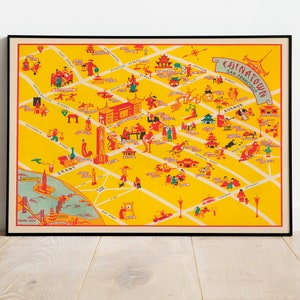 Pictorial Map of Chinatown of San Francisco 1939| Vintage Map Poster| Poster Print| Canvas Map| Art Canvas Wall Decor| Framed Wall Prints