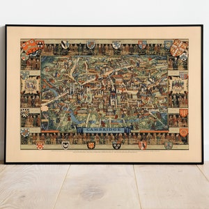 Cambridge City Map Wall Print| Framed Map Wall Decor| 1948 Cambridge Map Art Print| Poster Print| Canvas Print Wall Art| Map Wall Art Poster