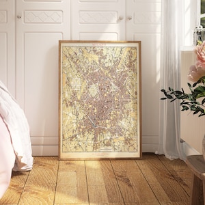 Milano City Map Wandbild | Gerahmte Karte Wanddeko | 1910 Milano Karte Kunstdruck | Posterdruck | Kunstdruck auf Leinwand | Karte Wandkunst Poster