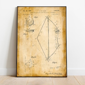 Archery Bow Patent Print: Vintage Wall Art Decor