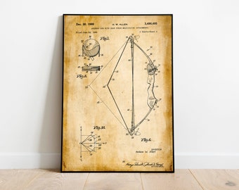 Elk Hunting Patent Poster Art Print Compound Bow Arrows Broad Heads Quiver PAT77 