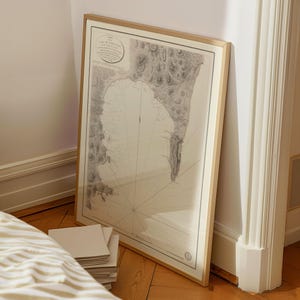Póster enmarcado con carta náutica de la bahía de Gibraltar, impresión artística sobre lienzo, decoración de pared