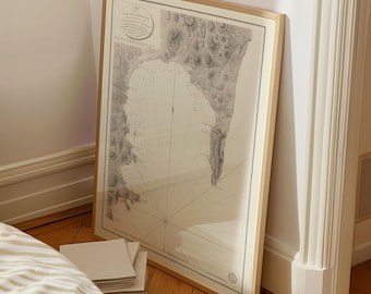 Carta náutica de la Bahía de Gibraltar: Impresión artística de mapa antiguo, enmarcada o en lienzo