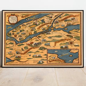 Historische Karte von New York City 1932| New York City Wand Kunst| Leinwanddruck Wanddeko | Vintage Karte Poster | New York City Map Wandbild