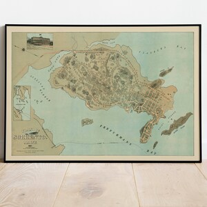 Sorrento Maine Map Print: 1887 Vintage Wall Art
