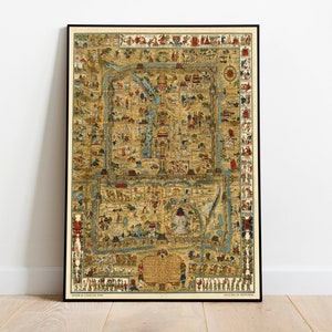 Stadtplan von Peking | Gerahmte Karte Wanddeko | 1936 Peking Karte Kunstdruck | Posterdruck | Kunstdruck auf Leinwand | Karte Wandkunst Poster