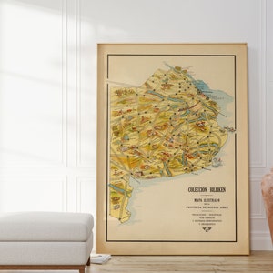 Impresión de mapas de Buenos Aires / Historia del arte / 1933 Arte de la pared del mapa de Buenos Aires / Arte enmarcado / Arte de lienzo / Arte del cartel / Arte de la pared impresa / Impresión de la pared del mapa de la ciudad