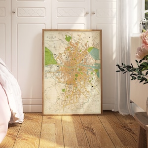 Dublin City Map Wall Print| Gerahmte Karte Wanddekor | Dublin Kunstdruck | Posterdruck | Leinwanddruck Wandkunst | Karte Wand Kunst Poster
