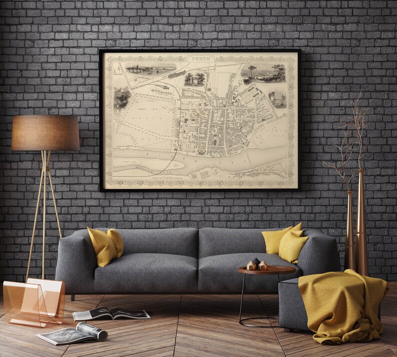 Perth Map Print Fine Art Prints 1851 Perth Map Wall Art Etsy