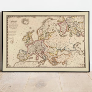 Mapa histórico del Imperio de Carlomagno / Decoración de pared de mapa antiguo / Arte de pared de mapa vintage / Impresión de póster / Impresión de arte enmarcado / Mapa de impresión de lienzo
