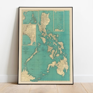 Philippinische Inseln Karte Wandbild | Philippinen Karte Poster Wand Dekor | Philippinen Leinwand Wandkunst| Manila Map Print Wandkunst