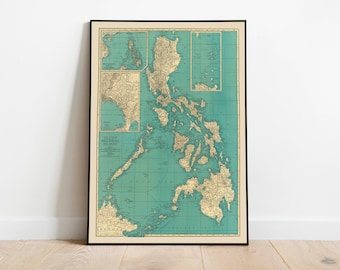 Stampa da parete con mappa delle isole Filippine/Poster da parete con mappa delle Filippine/Arte da parete su tela delle Filippine/Stampa da parete con mappa di Manila