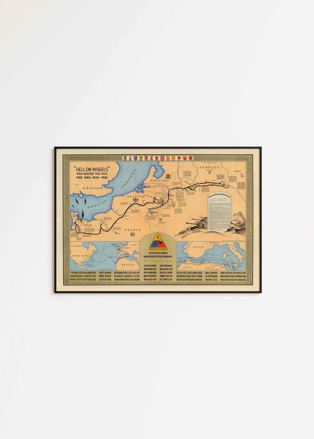 WWII Map Poster: Vintage World War 2 Canvas Art - Etsy