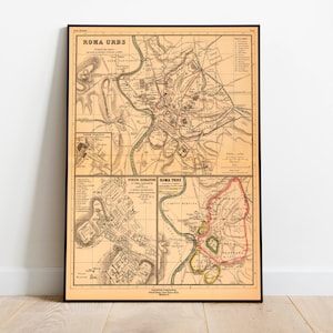 Rom Stadt Karte Wand Print | Gerahmte Karte Wanddeko | 1903 Rom Karte Kunstdruck | Posterdruck | Kunstdruck auf Leinwand | Karte Wandkunst Poster