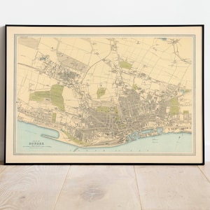 Mapa de la ciudad de Dundee de 1912/ Impresión de arte de pared de mapa antiguo/ Impresión de arte enmarcada/ Lienzo de pared de mapa vintage/ Impresión de pared/ Impresión de póster