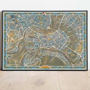 City Map of Luxembourg| Old Map Wall Decor| Vintage Map Wall Art| Poster Print| Framed Art Print| Canvas Print Map