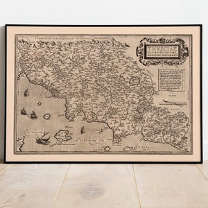 Historische Karte der Toskana 1570| Alte Karte Wanddeko | Vintage Karte Wandkunst| Posterdruck | Gerahmter Kunstdruck| Leinwanddruck Karte