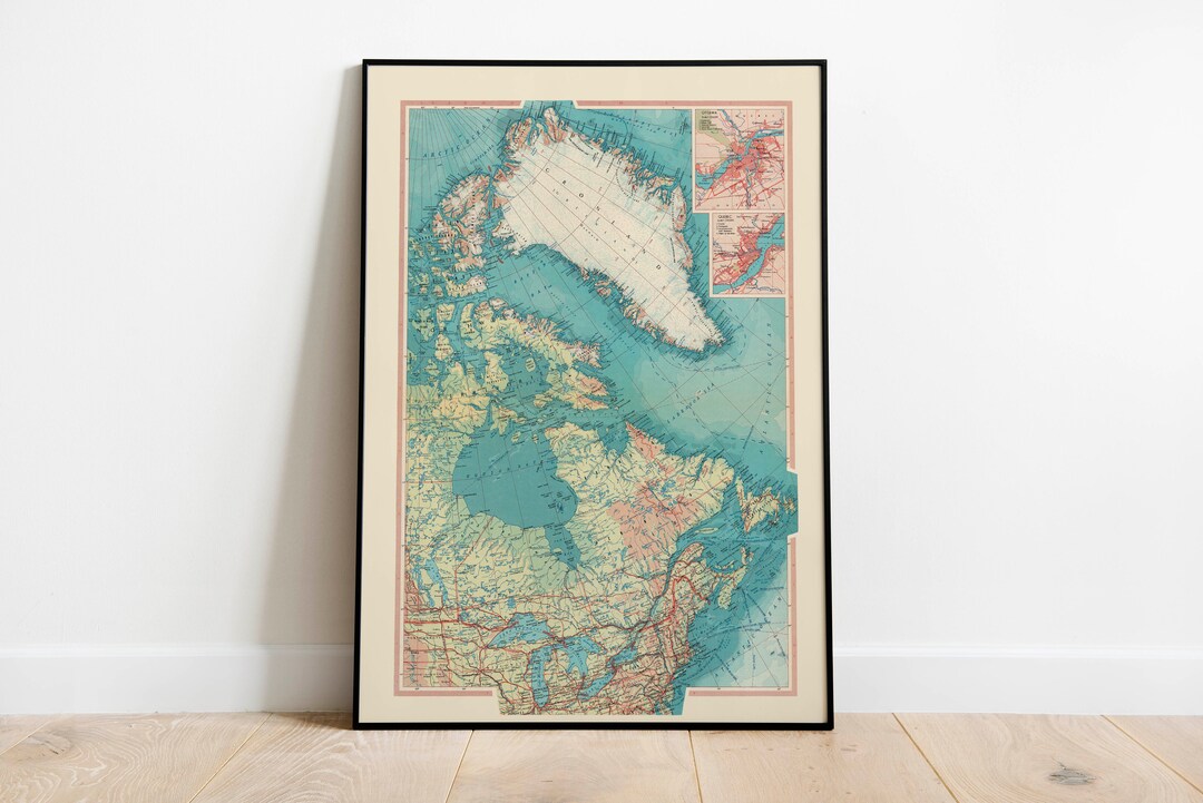 Map of Eastern Canada| Old Map Wall Decor| Vintage Map Wall Art| Poster Print| Map Wall Print ...