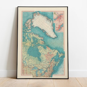 Karte von Ostkanada| Alte Karte Wanddeko | Vintage Karte Wandkunst| Posterdruck | Karte Wandbild | Gerahmter Kunstdruck| Leinwanddruck Karte