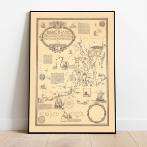 Karte von Rhode Island und Vorsehung | Rhode Island Wand Kunst | Alte Vorsehung Karte Poster | Leinwandbild | Vintage Wandkarte Print