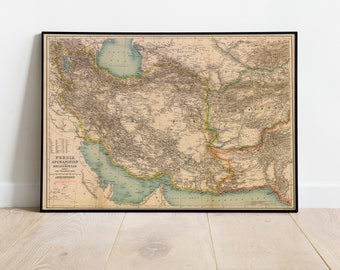 Persia Map Wall Print| 1902 Iran Map| Poster Print| Canvas Print Wall Art| Old Map Wall Art Poster| Framed Map Wall Decor