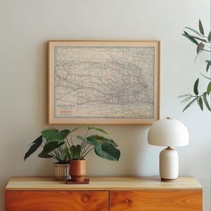 Vintage Nebraska Roads Map: 1920s Framed Poster Print