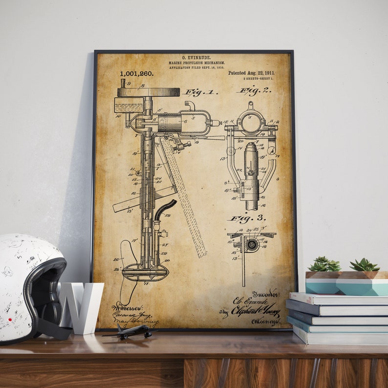 Outboards Gift for Fisherman Mariner Gifts Boat Engines Boat Engine Patent Gift for Sailor Sailor Art Prints Sailboat Art