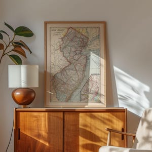 Map of New Jersey 1920 Framed Poster Print Wall Art Canvas Art Print Wall Decor