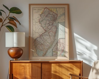 1920s New Jersey Map Art Print: Vintage Wall Decor