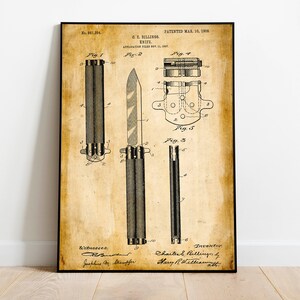Knife Patent Print| Framed Art Print| Vintage Poster Wall Decor| Art Canvas| Wall Poster| Wall Art Prints| Wall Prints