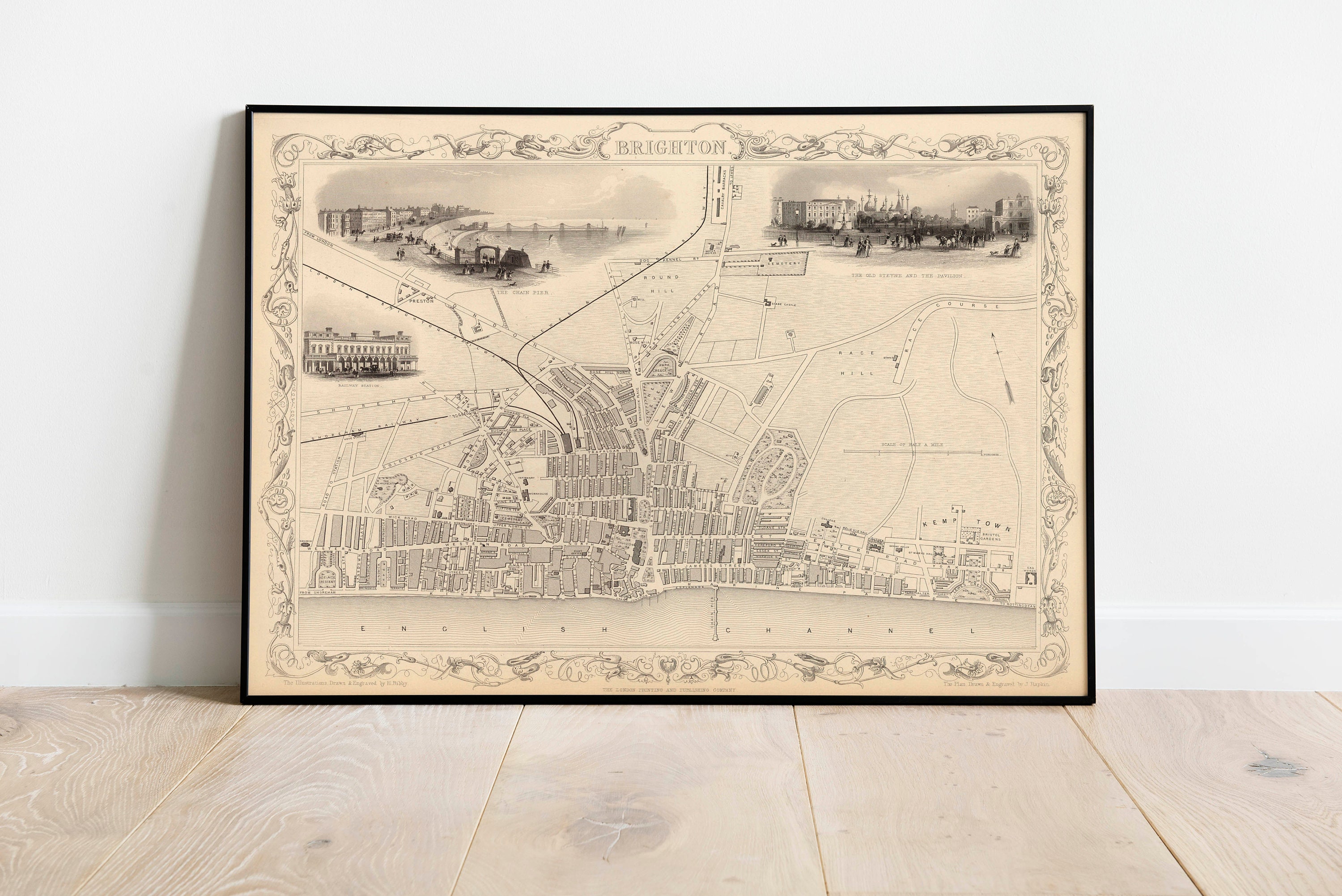 Brighton Map Print| Fine Art Prints| 1851 Brighton Map Wall Art| Framed Art| Canvas Art| Poster Art| Prints Wall Art| City Map Wall Prints