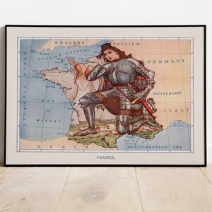 Carte historique et picturale de la France| Impression d’art mural de vieille carte| Impression d’art encadrée| toile murale de carte vintage| Impression murale| Impression d’affiche