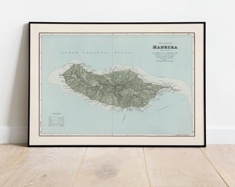 Historical Map of Madeira 1904| Old Map Wall Decor| Vintage Map Wall Art| Poster Print| Framed Art Print| Canvas Print Map