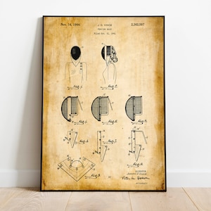 Fencing Mask Patent Art Print: Sports Wall Decor
