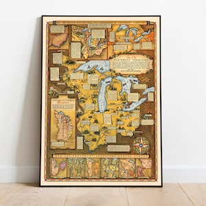 The Old Northwest Territory Map Print| USA History Wall Art Print| Pull Down Map| United States Canvas Wall Art