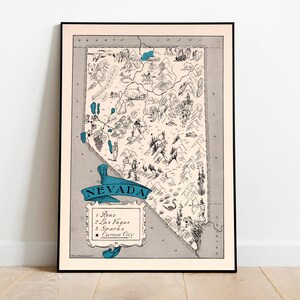 Vintage Nevada Karte Print | Nevada Leinwand Wandkunst| Alte Karte Nevada Poster| Nevada Wandbild | Pull Down Map