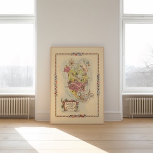 Impresión de mapas de América del Norte / Historia del arte / 1951 Arte de la pared del mapa de América del Norte / Arte enmarcado / Arte de lienzo / Arte del cartel / Impresiones de arte de la pared / Impresiones de la pared del mapa
