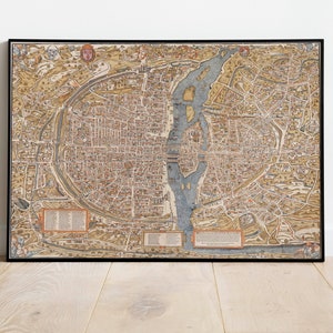 パリ市街地図ウォールプリント| 1550 パリ市街計画地図| ポスタープリント| キャンバスプリントウォールアート| 古地図ウォールアートポスター| 額入り地図ウォールデコレーション