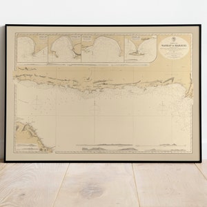 Karte vom Arabischen Meer, Maskat bis Karachi| Vintage Karte Wandposter| Leinwandbild | Gerahmter Kunstdruck| Posterdruck | Kunst Wand Dekor