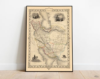 Map of Persia 1851| Old Map Poster Wall Art| Canvas Wall Art Print| Vintage Map Wall Poster| Map Print Wall Decor| Persia Wall Art