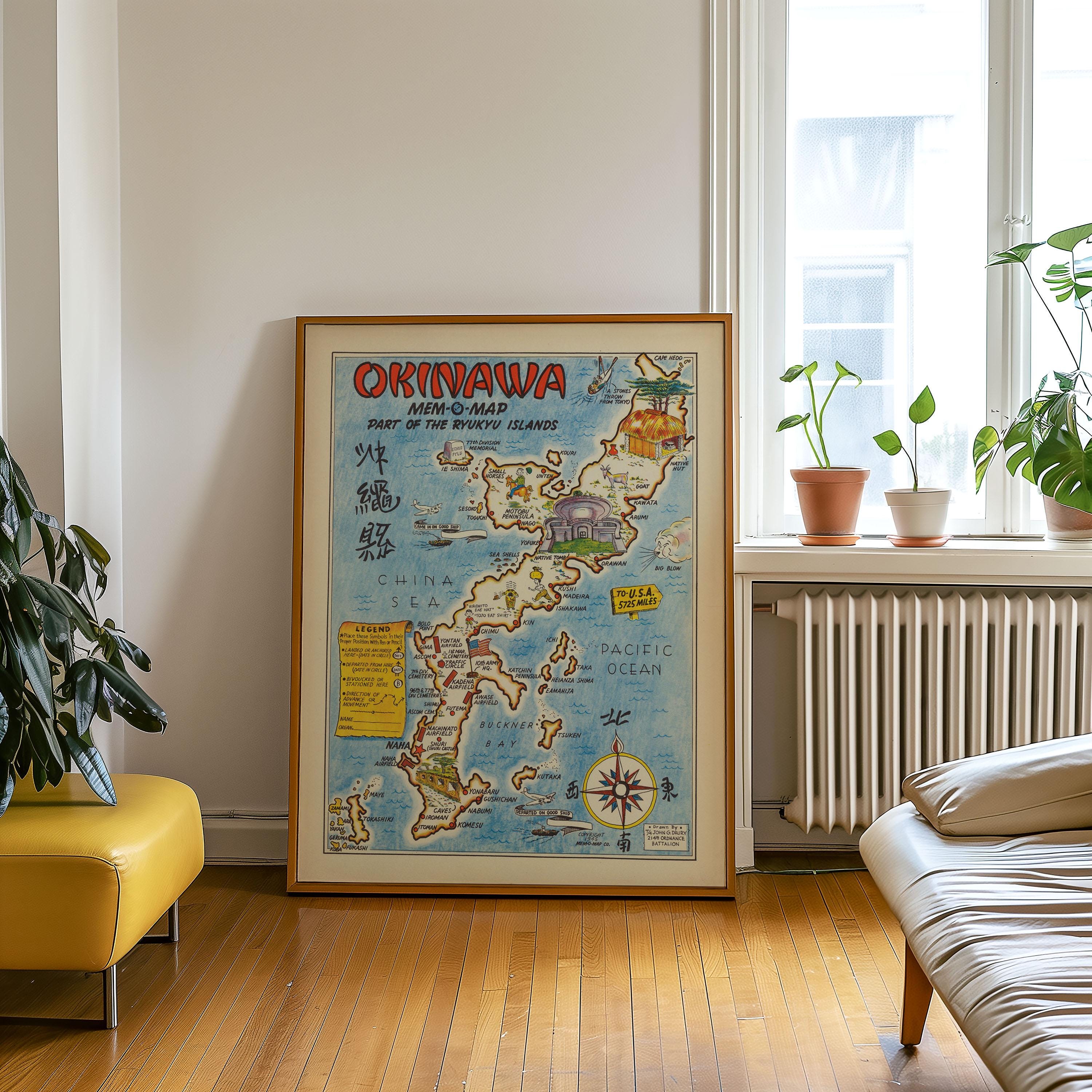 Okinawa Map Print: Vintage Ryukyu Islands Wall Art - Etsy