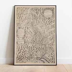 Mapa grabado de la región de Valtellina Italia 1625/ Decoración de pared de mapa antiguo/ Arte de pared de mapa vintage/ Impresión de póster/ Impresión de arte enmarcado/ Mapa de impresión de lienzo