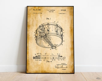 Snare Drum Patent Print| Framed Art Print| Vintage Poster Wall Decor| Art Canvas| Wall Poster| Wall Art Prints| Wall Prints