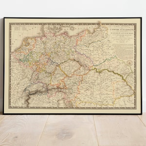 Carte historique de l'Empire allemand 1789| Décor mural de vieille carte| art mural de carte vintage| Impression d’affiche| Impression d’art encadrée| Tableau sur toile Carte