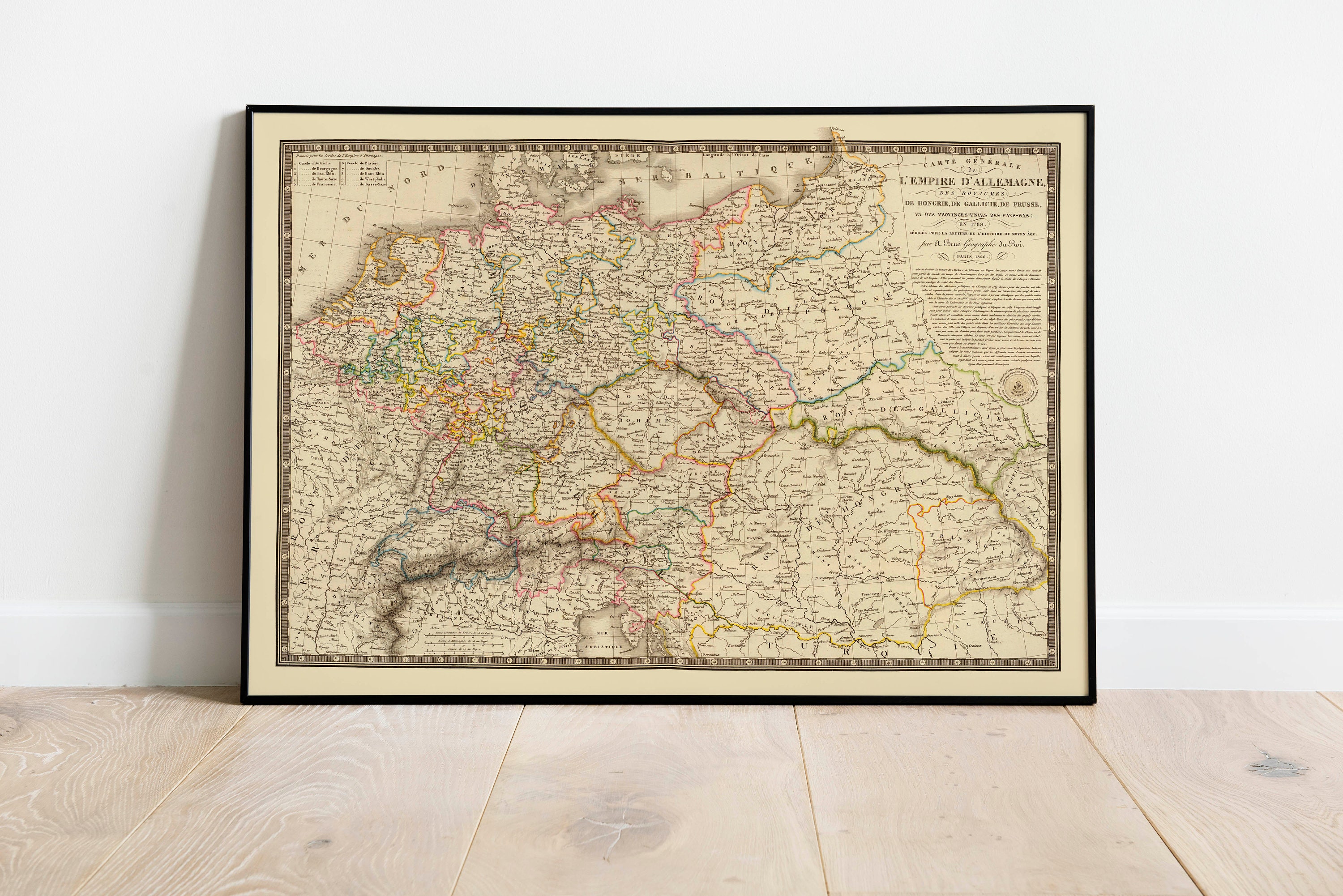 Historical Map of German Empire 1789| Old Map Wall Decor| Vintage Map Wall Art| Poster Print| Framed Art Print| Canvas Print Map
